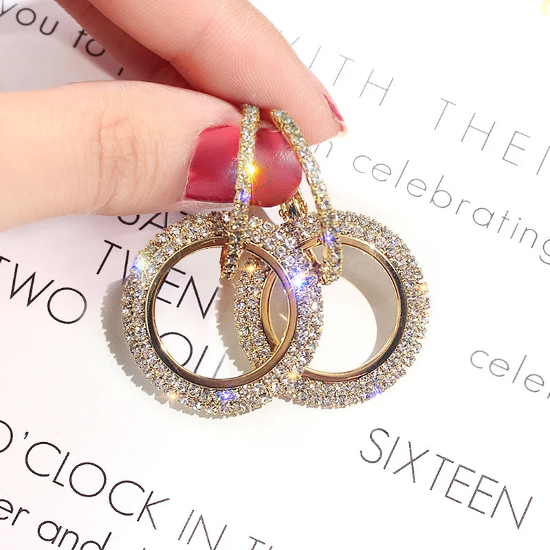 Accessories for Women Circle Zircon Earring Temperament Geometric Earrings for Women Creativity Exaggerated Earring Jewelry Gift