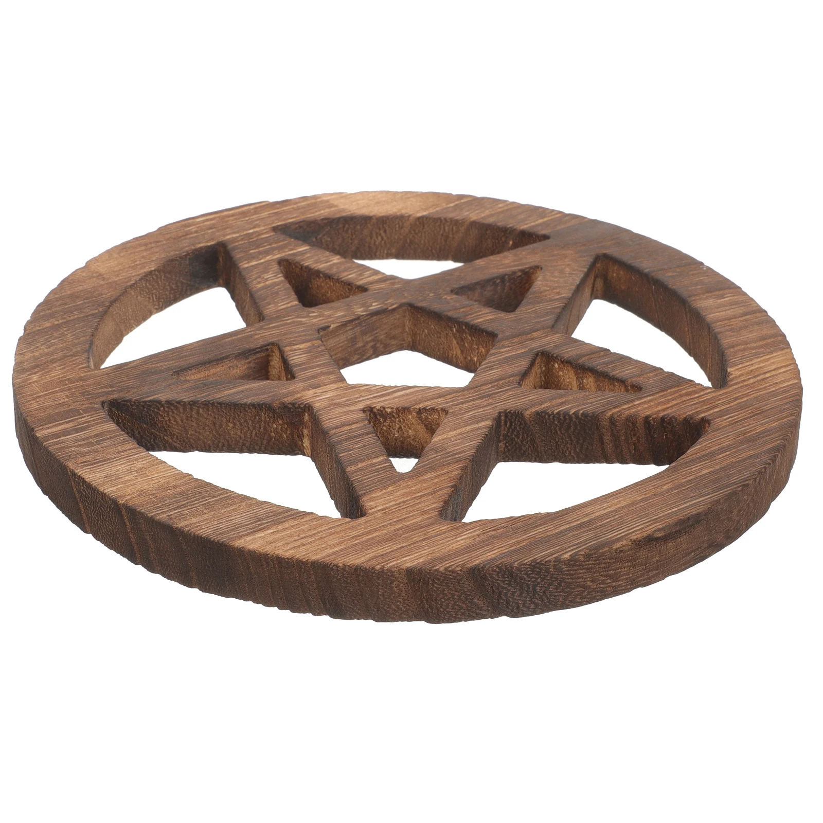 

Wooden Pentacle Pendant Exquisite Altar Ornament Cup Coaster Home Decor Hanging Retro Style Sacrificial Ceremony Decoration