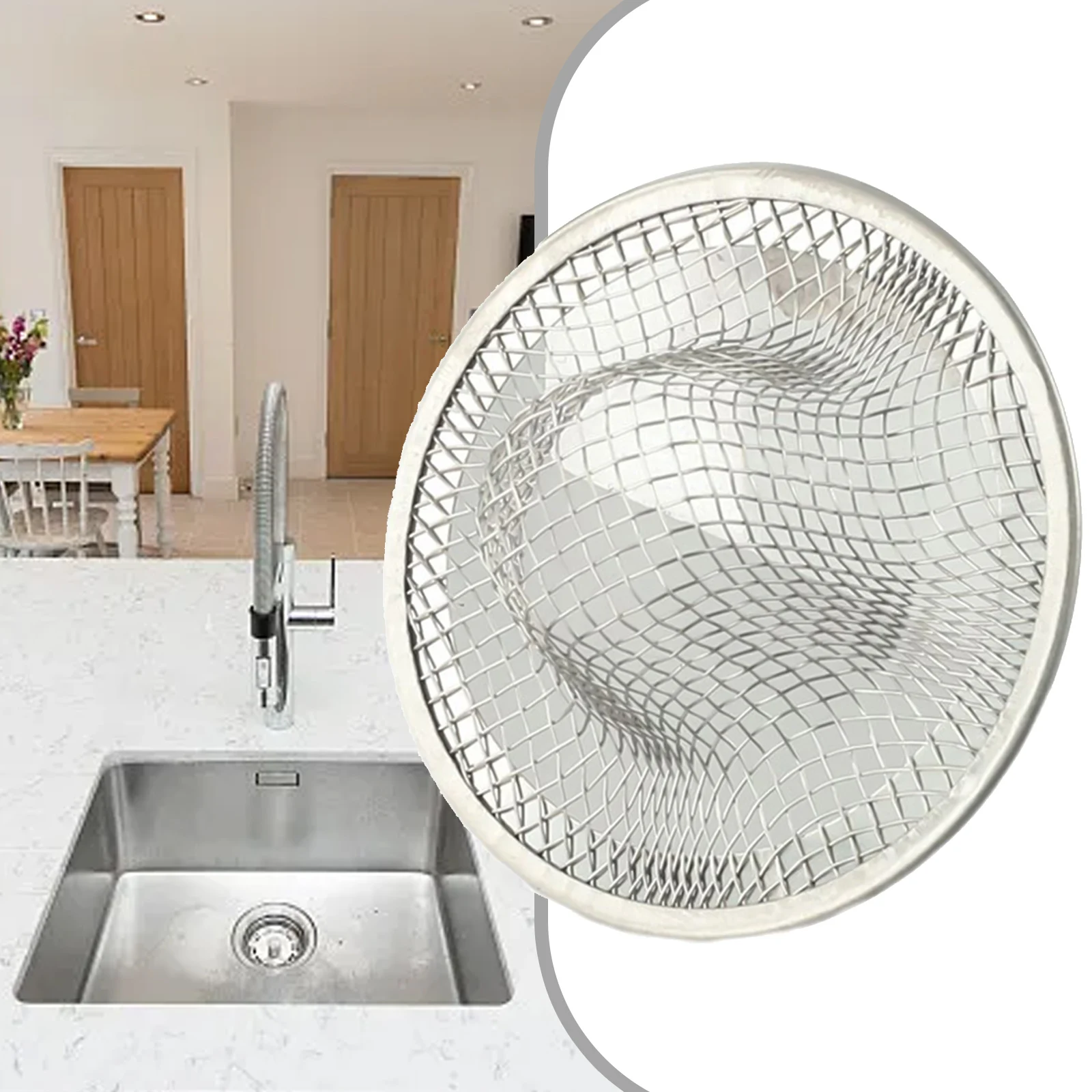 Stainless Steel Filter Cover for Bathroom Shower Drain and Kitchen Sink Hair Catcher Strainer with Effective Anti Blockage Holes