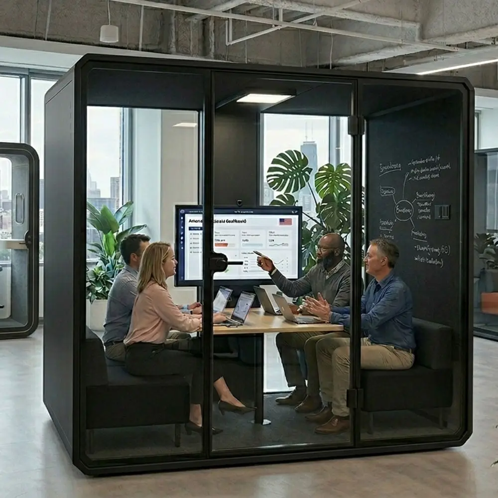 Soundproof Telephone Booth Modular Acoustic Pod Single Privacy Booth for Business Office