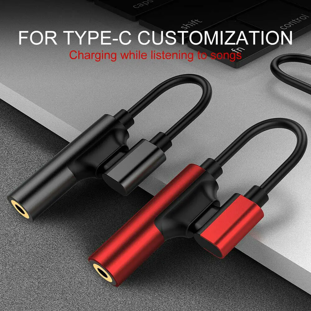 2 w 1 type-c do 3.5mm Adapter słuchawkowy telefon USB type-c do 3.5mm Jack Audio słuchawki pomocniczy kabel do Xiaomi Huawei