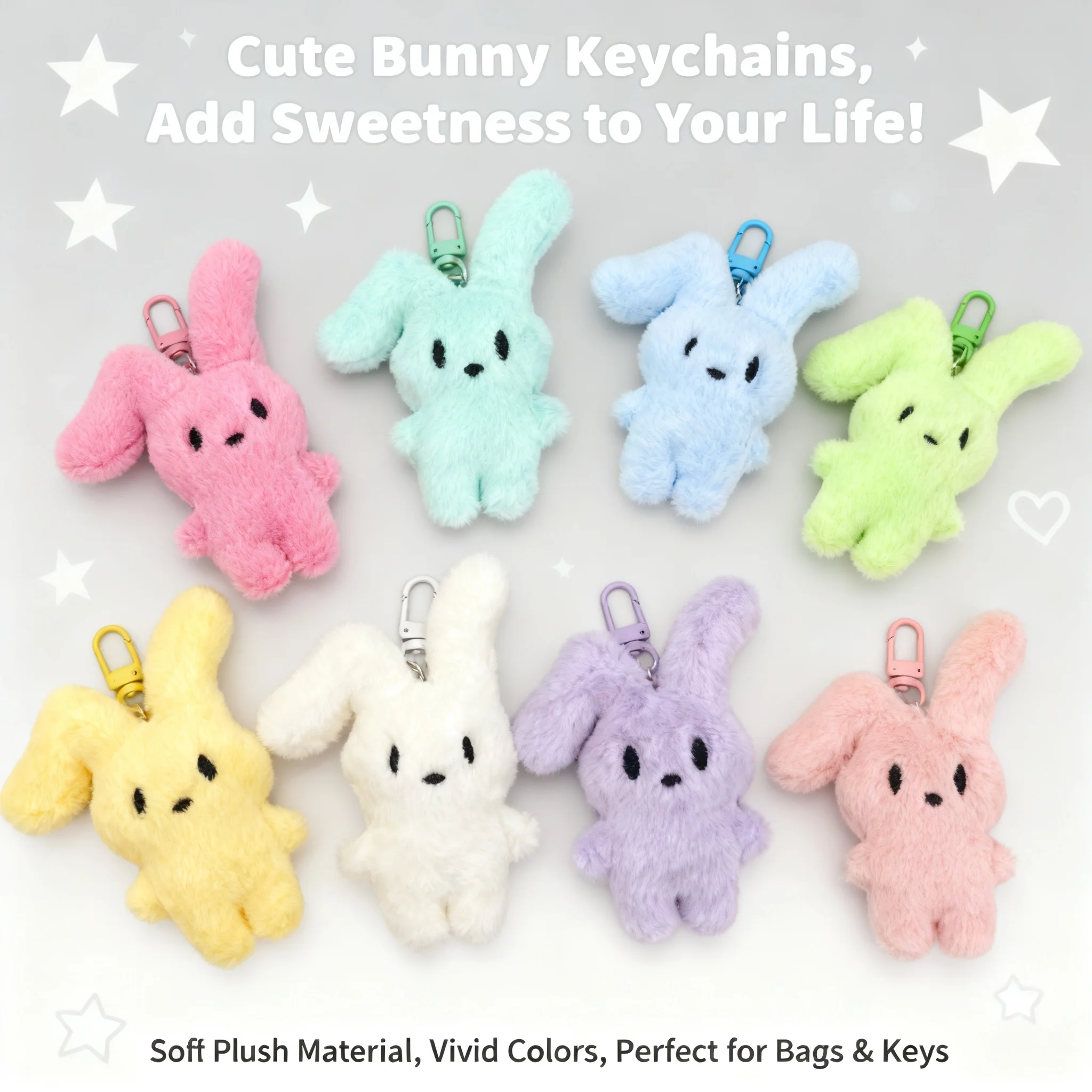 

Hot Selling Cartoon Pink Plush Rabbit Keychain Cute Fluffy Pendant Student Backpack Keyring Car Bag Decoration For Ladies Girls