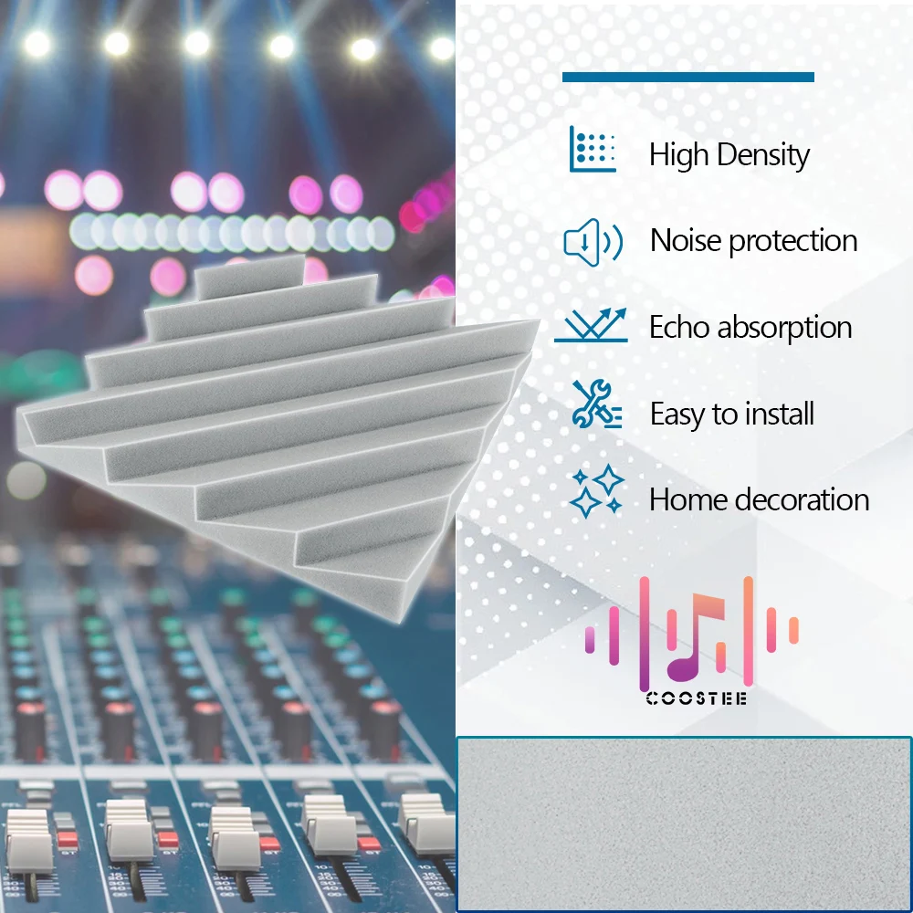 12Pcs Soundproofing Panel Studio Self Adhesive Sound Absorbing Foam Panel, House Isolation Wall Acoustic Foam Sponge Pad