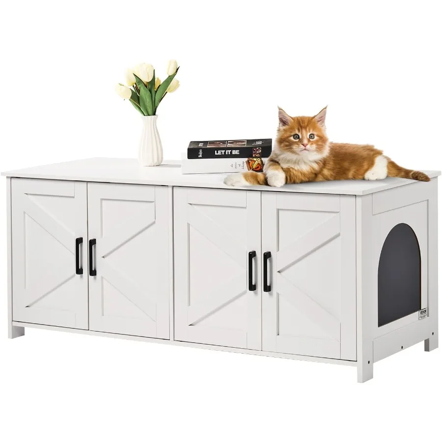 

Корпус для кошачьего туалета для 2-х кошек с двумя комнатами. Деревянный шкаф в мебельном стиле для скрытия лотков подходит для большинства стоек.