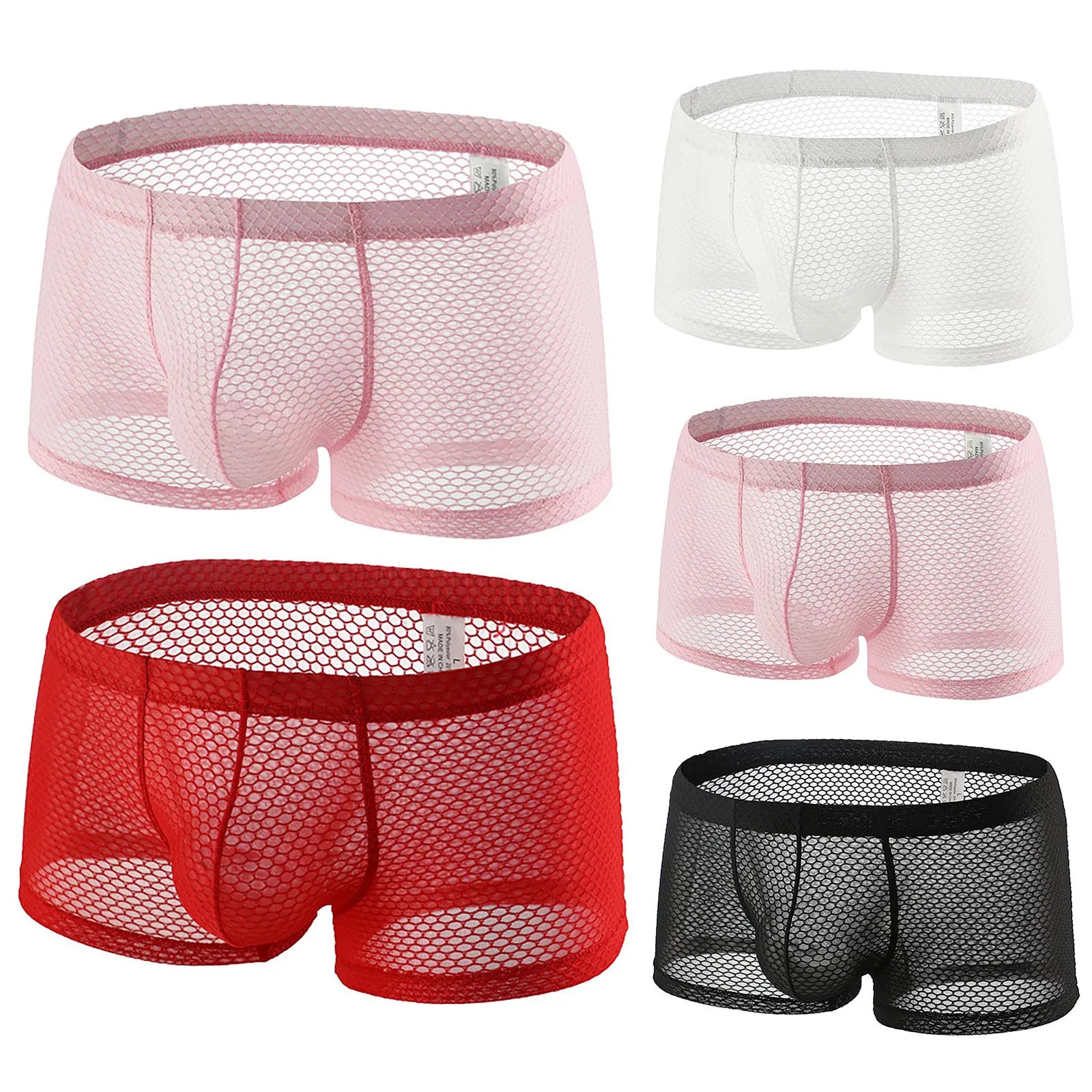 

Men's Fashion Breathable Mesh Hollow Underwear Sexy Transparent Summer Comfy Youth Boxers Home Clothing