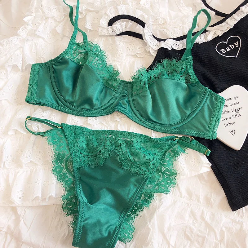 Sexy Underwear Set for Women Ultra-thin Bra Set French Lace Breathable Bralette… - Image 6