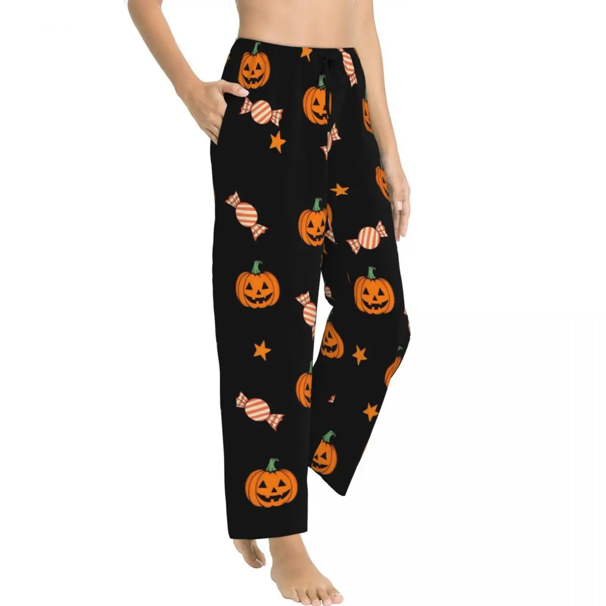 Candy Bat Pumpkin Halloween Women's Loungewear pants Comfy Pyjama Pants Home