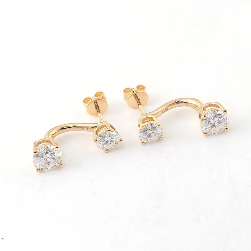 Provence Jewelry 14K White Gold Two Round Moissanite Stone Stud Earrings For Women Anniversary Jewelry Gift And Daily Wearing