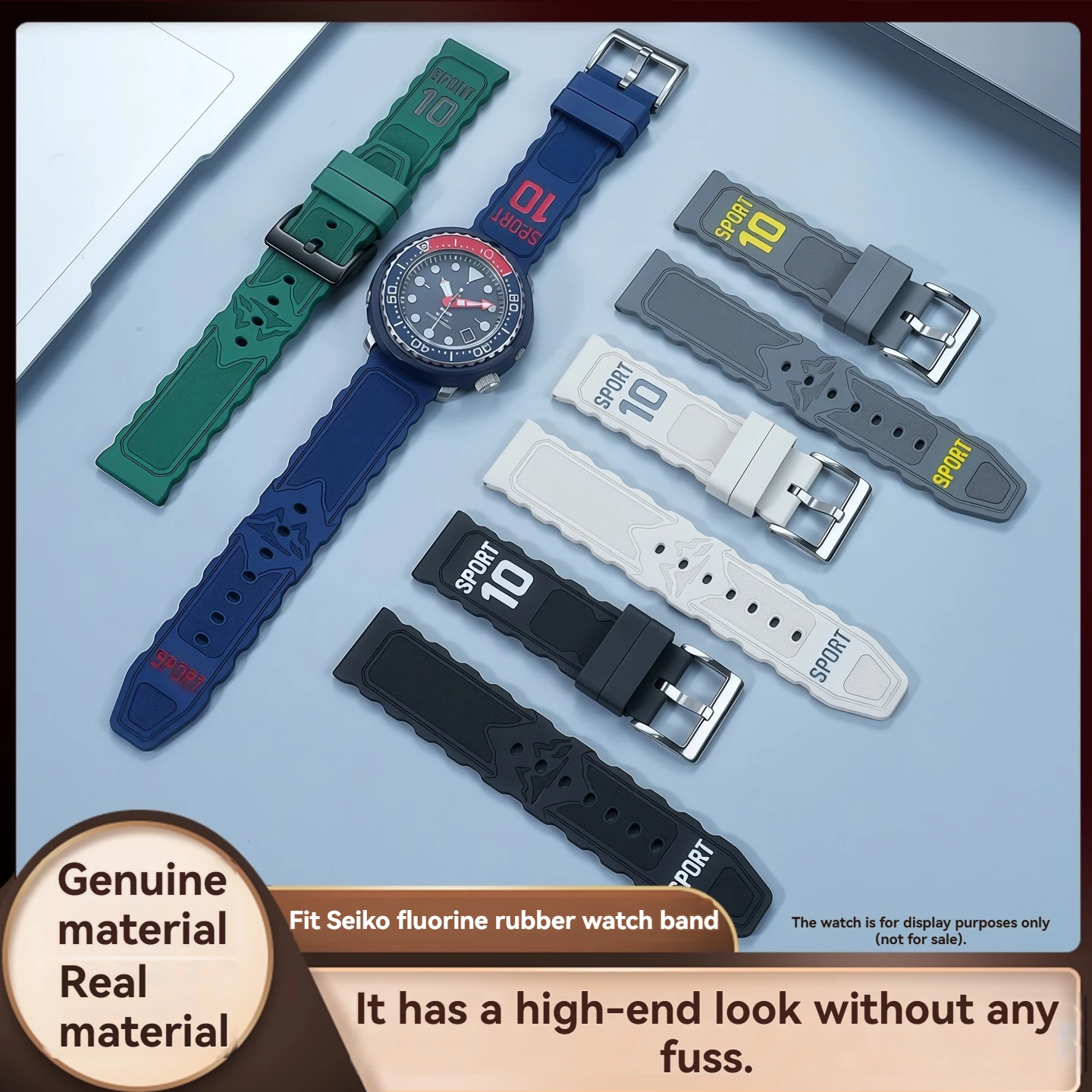 FKM is suitable for Seiko No. 5 watchband abalone small MM green water Ghost cocktail fluorine rubber bracelet male 20/22mm