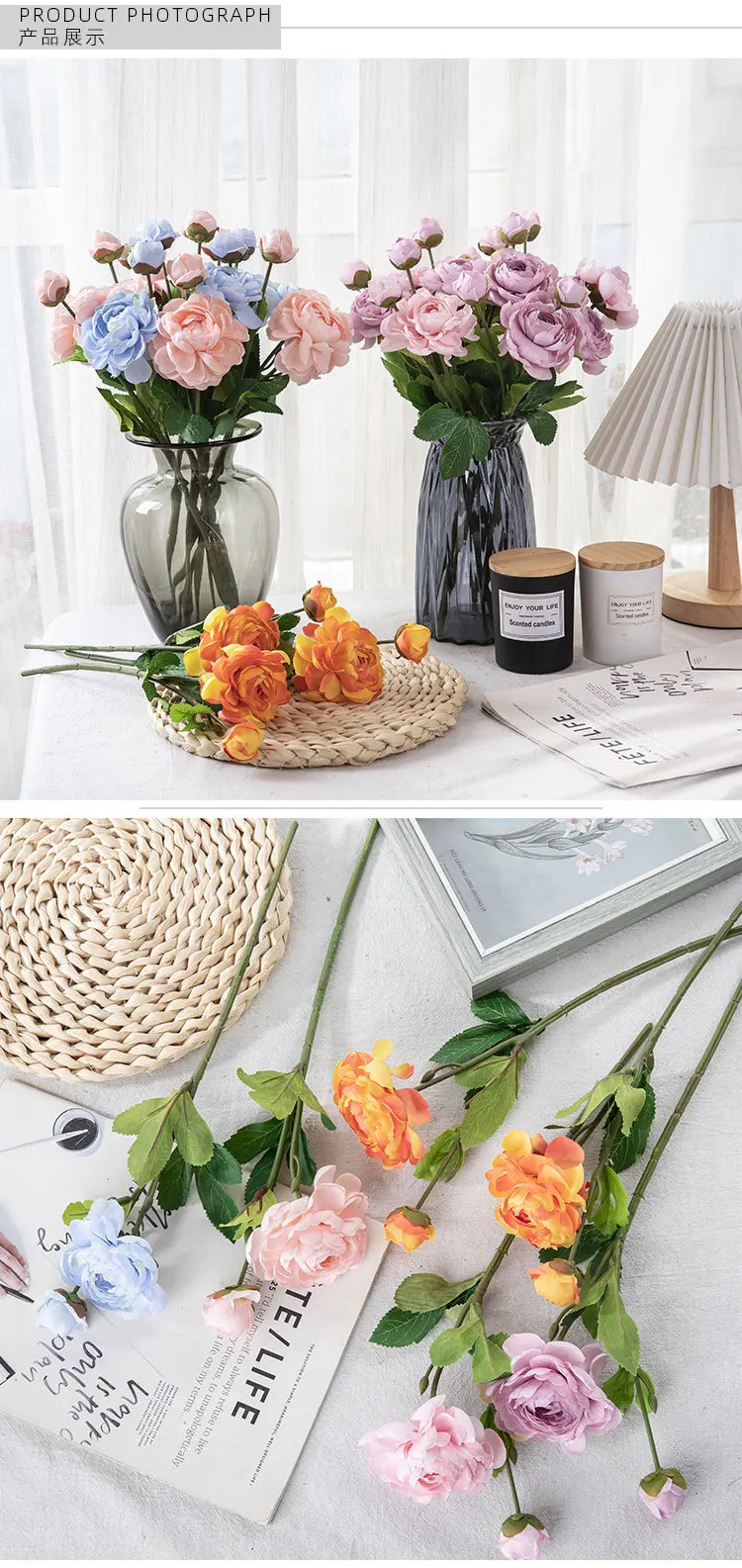 10 Stück Künstliche Zweikopf-Tau-Lotusblumen aus Seide für Heimdekoration, Hochzeitssträuße, Kunstblumen, Geburtstagsfeier, Eventdekoration, Blumendekoration – Detail 4