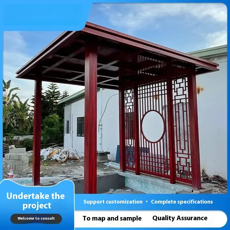 New Chinese style aluminum alloy pavilion villa garden rainproof pavilion outdoor courtyard intelligent electric louver pavilion