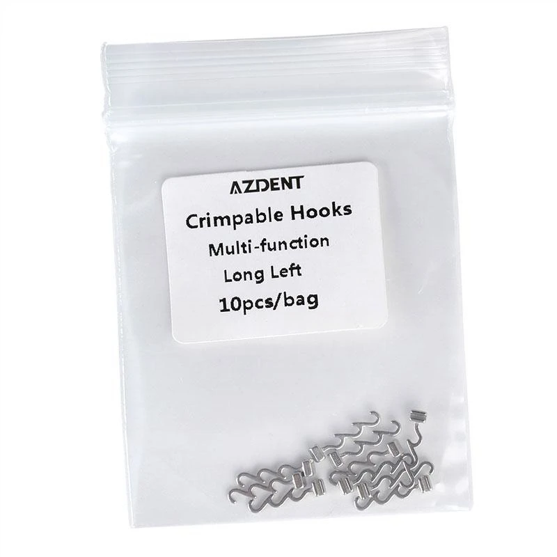 10 Stück/Packung AZDENT Kieferorthopädische Crimpbare Haken Multifunktional Lang Links und Rechts Größenvarianten Dentalmaterial – Detail 4