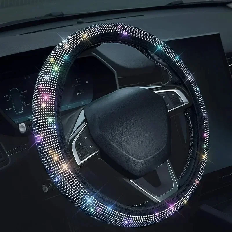 

Bestseller 37/38cm Steering Wheel Cover Universal Bling Diamond inestones Elasticity Interior Car Accessories for Four Seasons