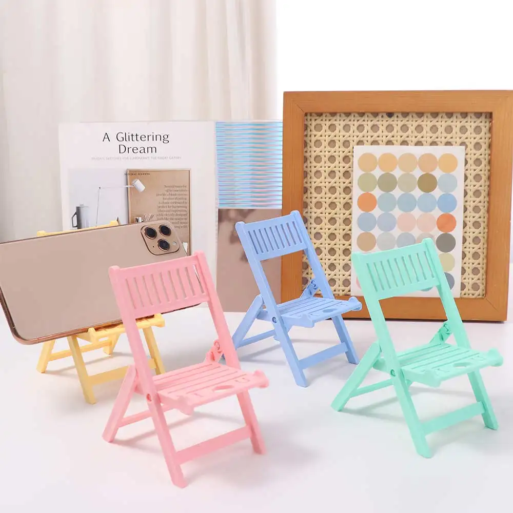 Plastic Cellphone Stand Folding Desk Decor Chair Shape Phone Holer Portable Mini Cell Phone Bracket Girl Student