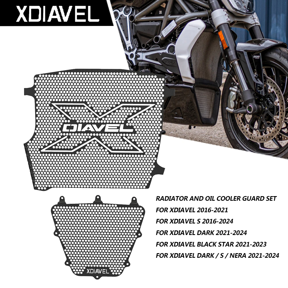 

For Ducati XDiavel X Diavel S 2016 2017 2018 2019 2020 2021 2022 2023 Motorcycle Radiator Guard Grille And Oil Cooler Guard Set