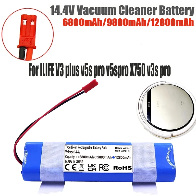 Nueva batería de litio de 14,8 V 6800mAh 12800mAh para ILIFE V5, V5s, V50, V3 Plus, V3s Pro Robot aspirador ILIFE V5s Pro batería