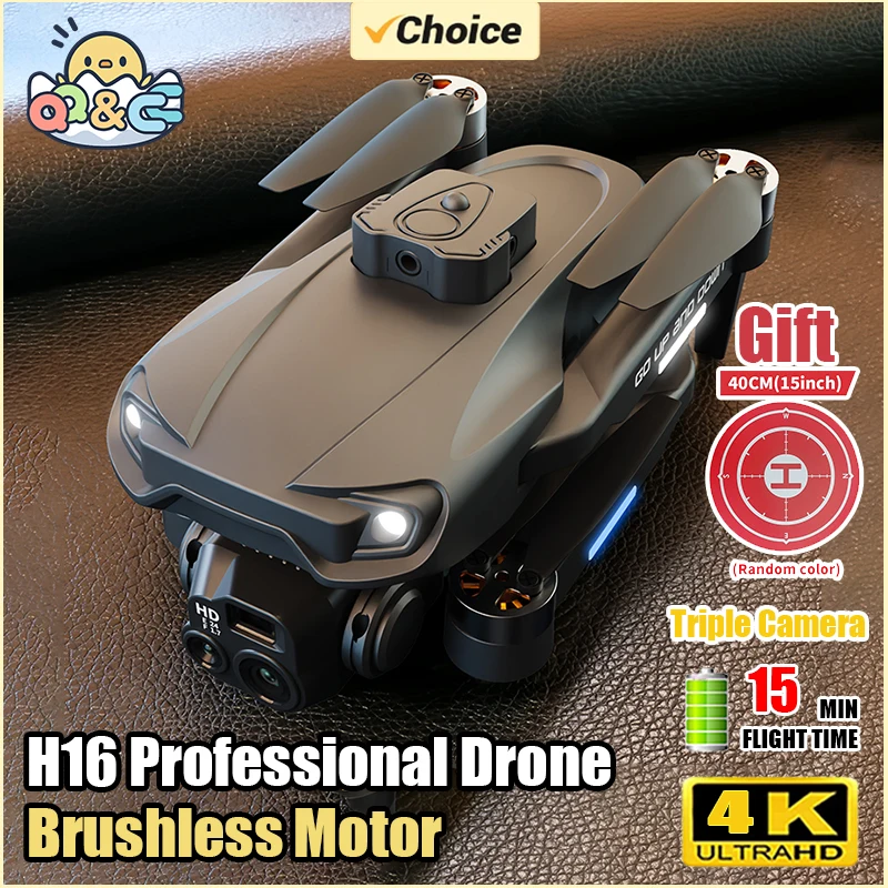 H16 Professional RC Drone Triple Camera Remote Control Quadrotor Helicopter Brushless Motor Optical Flow Obstacle Avoidance Gift