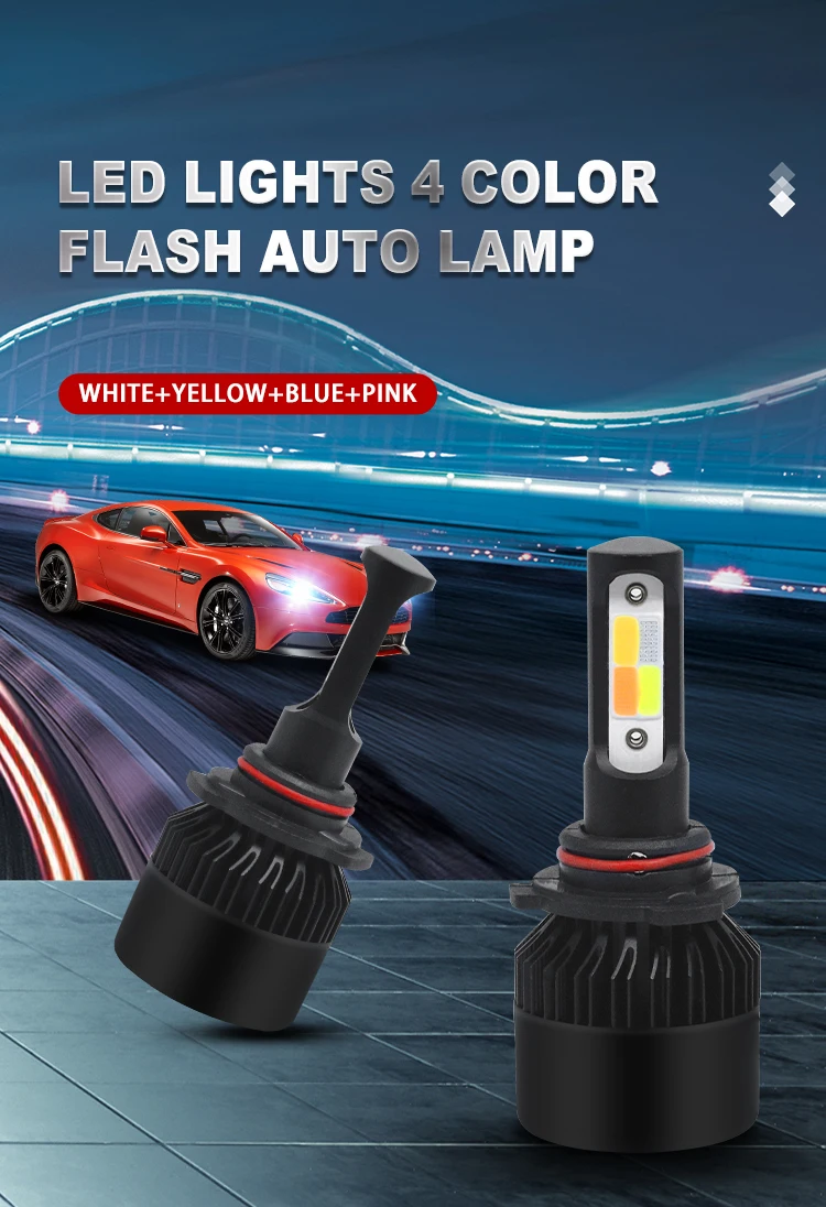 2PC H1 H4 H7 H11 Motorcycle LED Headlamps White, Yellow, Red, Blue Four Color Combination Fog Lamp LED Bulb Motorcycle Spotlight