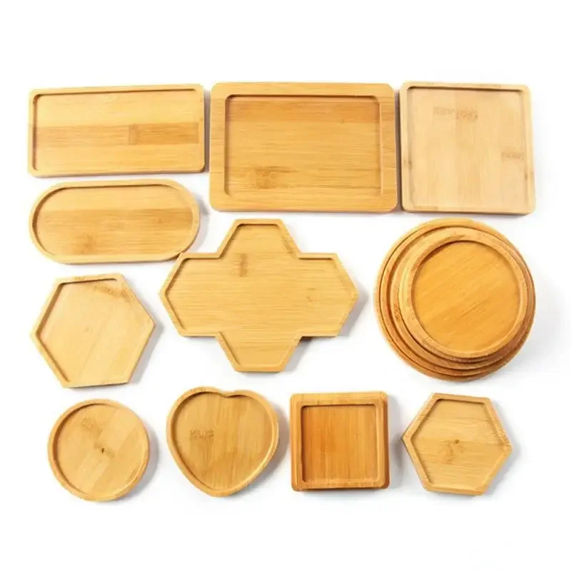 Multi Bamboo Tray Wood Saucer Flower Pot Tray Cup Pad Coaster Plate Kitchen Decorative Plate Creative Coaster Coaster Mata na filiżankę kawy