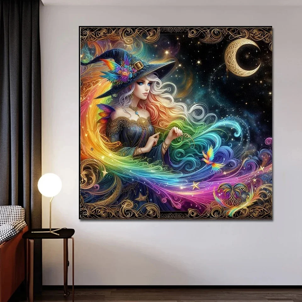 DIY Full Square Round Diamond Mosaic Embroidery Halloween Witch Girl 5D Diamond Painting Cross Stitch Kits New 2025 Home Decor