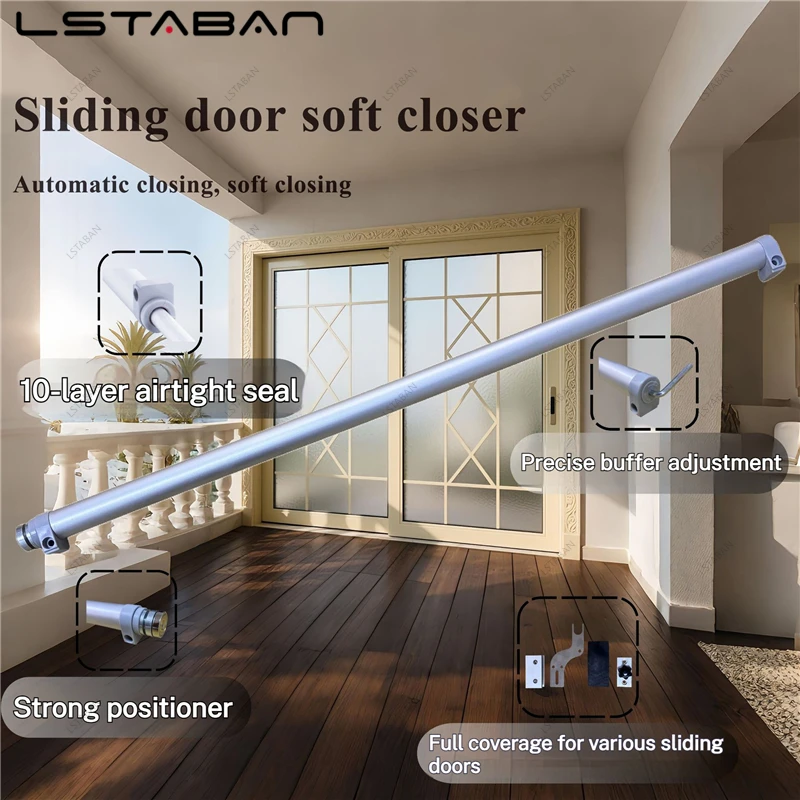 Push Pull Sliding Buffer Automatic Door Closer Aluminum Alloy Wooden Door Screen Door Closed Household Positioning Door Closer