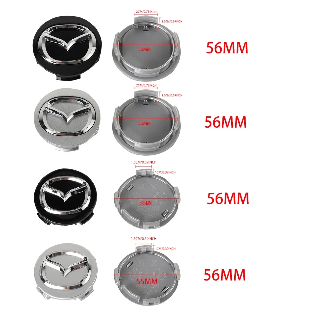 4PCS 56MM Car Wheel Center Hub Caps Covers Badge For Mazda Speed MS 2 3 5 6 7 323 RX7 RX8 Axela Atenza CX-3 CX-4 CX-5 CX-8 Demio