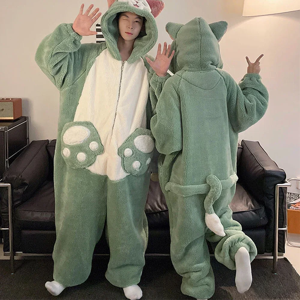 Weihnachts pyjamas Flanell Frauen Anime Onesies Erwachsene Tier Overalls verdicken Homewear Männer warme Winter Nachtwäsche Fleece Overalls