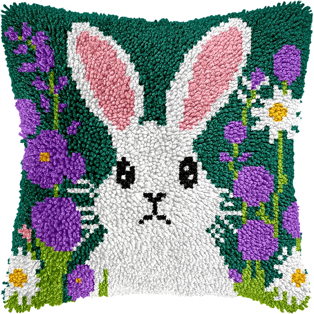 

Creative DIY Carpet Segment Embroidery Latch Hook Rug Kit Handcraft Embroidered Material Package 43-43CM Rabbits