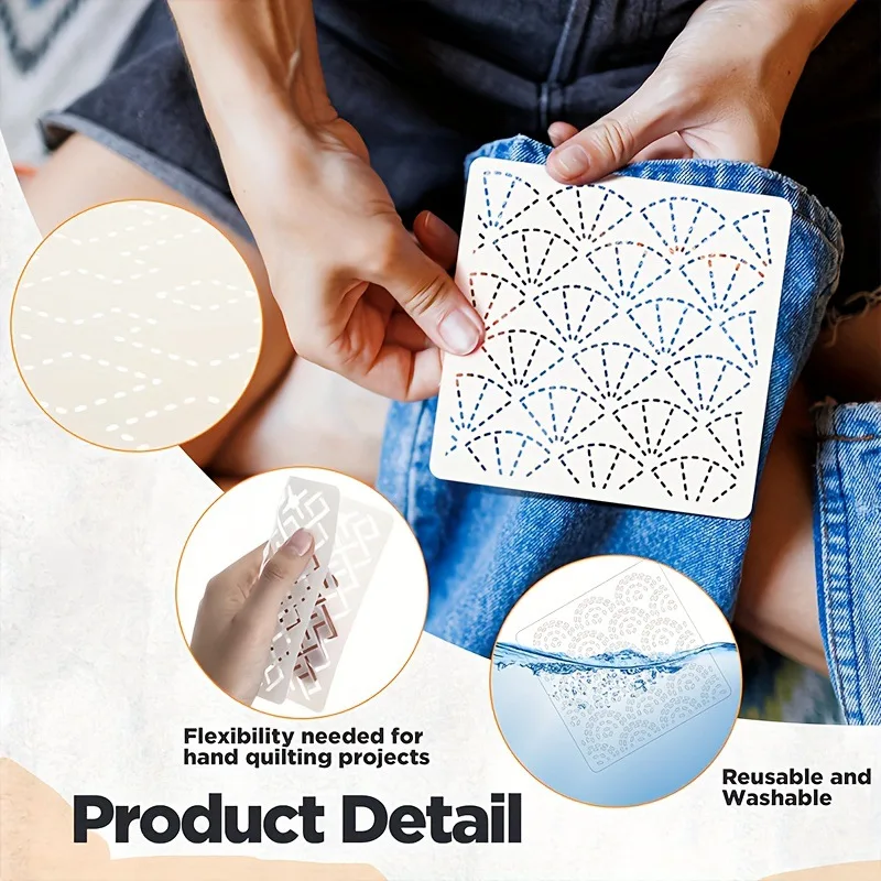 30Pcs Embroidery Templates DIY Embroidery Patterns Geometric Line Quilting Template Reusable for Sewing Hand Quilting view 4