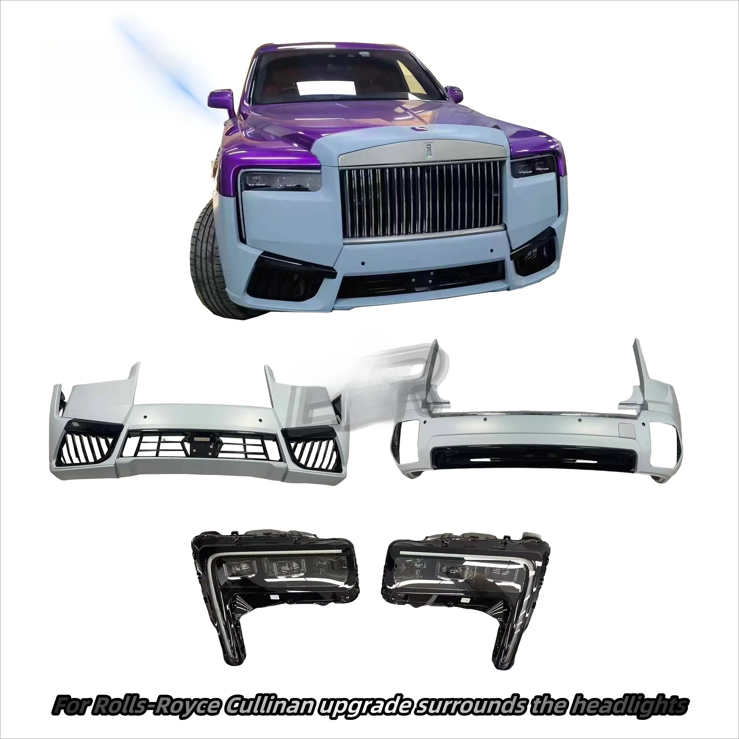 For  Cullinan Body Kit 2019 Upgrade 2025 Old to New Version Bumper Kit Plug and Play LED Headlights Grille