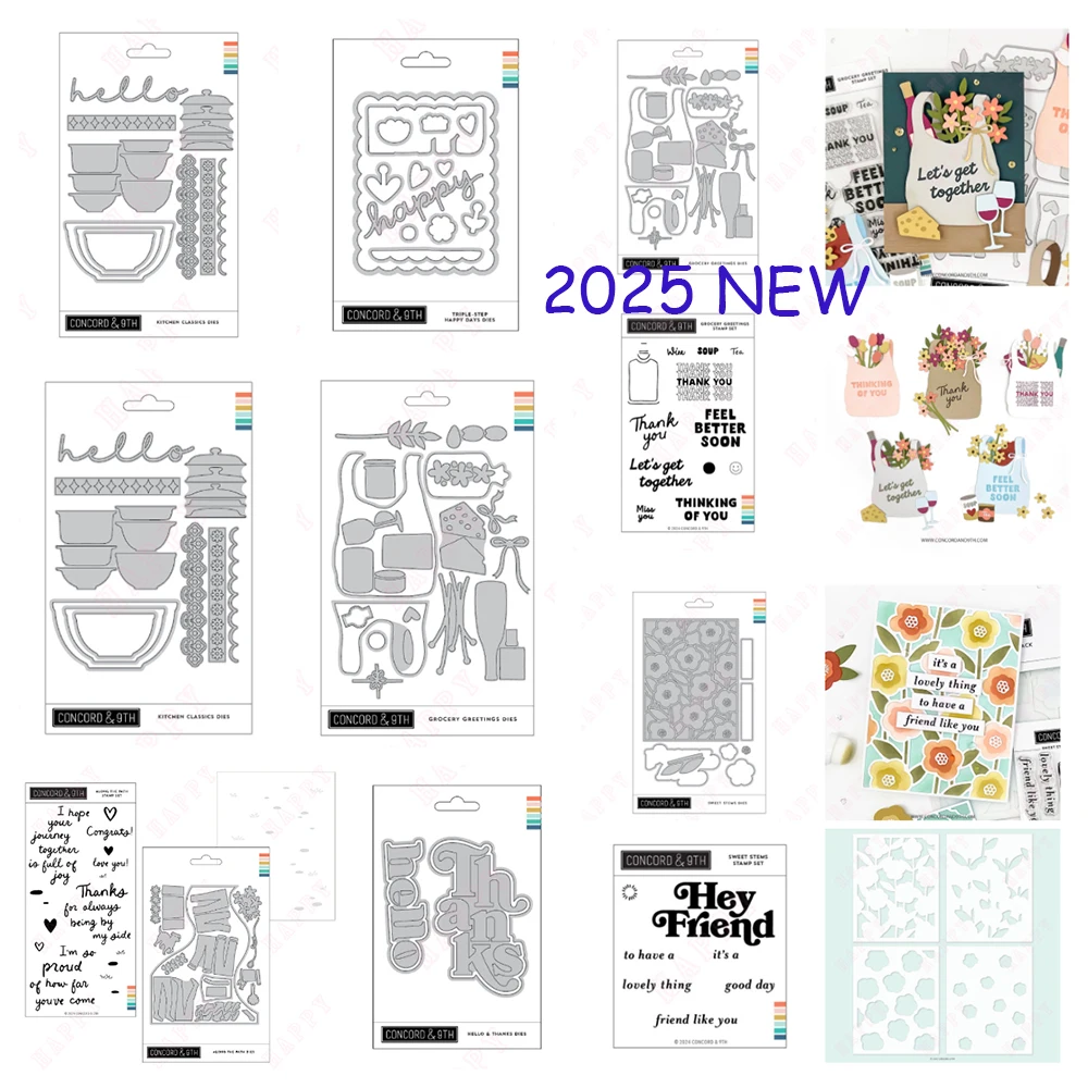 Hello & Thanks Dies Stamps Stencil Set New Metal Cutting Dies DIY Scrapbooking Encouraging Word Greetings Card Handmade 2025 New