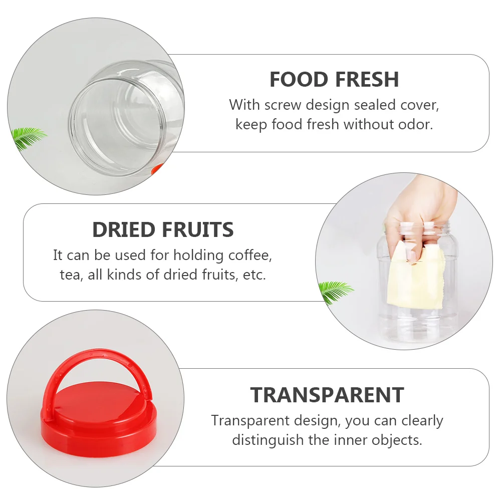 

4pcs 1000Ml Transparent Plastic Sealed Canisters Food Storage Jars For Tea Coffee Dried Fruits Kitchen Container Airtight Screw