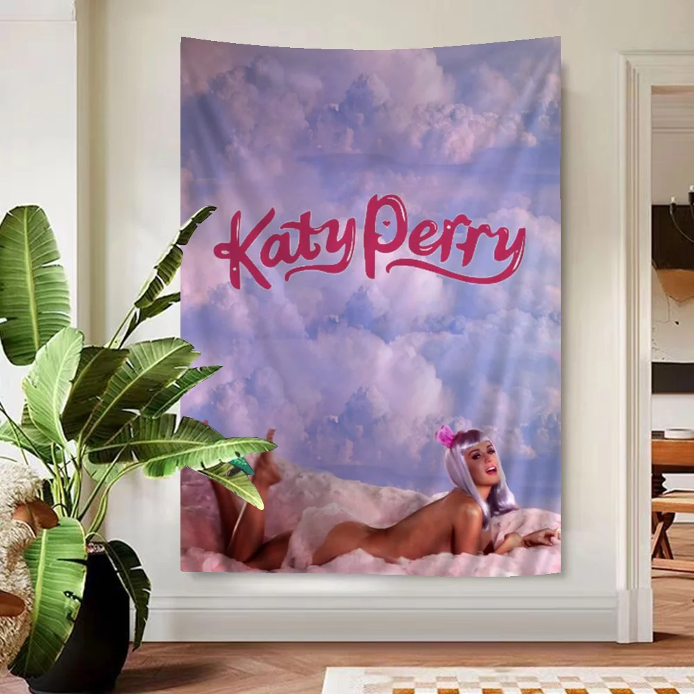 

K-Katy Hot Singer P-Perry Cartoon Tapestry Wall Hanging Decoration Household Home Decor