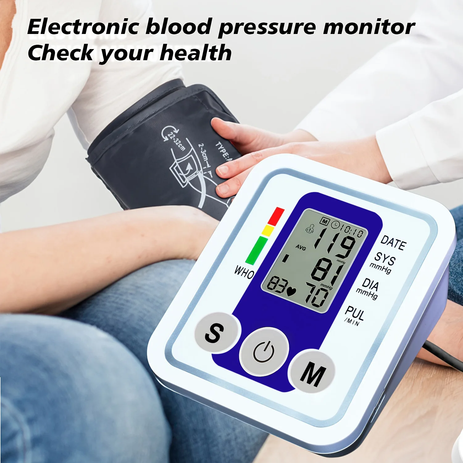 Blood Pressure Monitor Upper Arm Automatic Tonometer Digital Blood Pressure Meter BP Medical Sphygmomanometer Pulse With USB