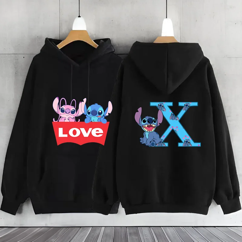 Cute Stitch A-Z English Letters Women\'s Sweatshirts Y2k Hoodies Long Sleeve Y2k Clothes Women\'s Sweatshirts Stitch Disney Hoodie