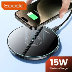 Toocki cargador inalámbrico de 15W, estación de carga inalámbrica rápida para iPhone 15, 14, 13, 12, Samsung Galaxy S23, S22, S21, S20, Airpods