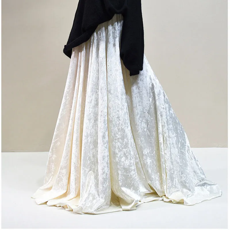 

100% настоящая фотография, высокое качество, женские элегантные плиссированные длинные юбки трапециевидной формы с высокой талией, вечерние макси-юбки Faldas Femme, уличная одежда