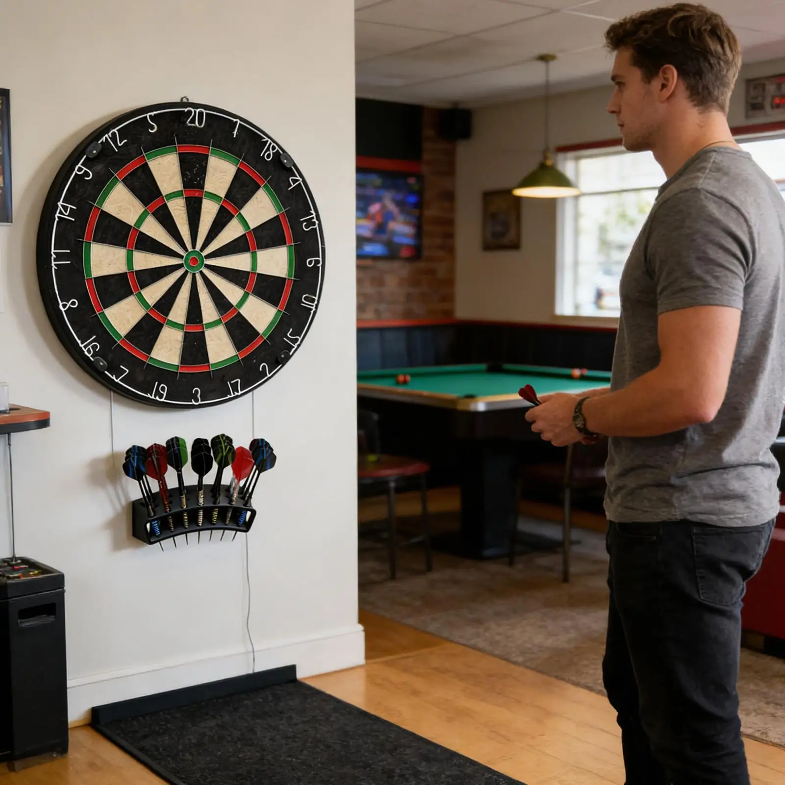 Suporte de Parede para Dardos que Economiza Espaço e Organizador de Exibição para Dardos e Acessórios, Perfeito para Escritório, Bar, Clube, Sala de Jogos
