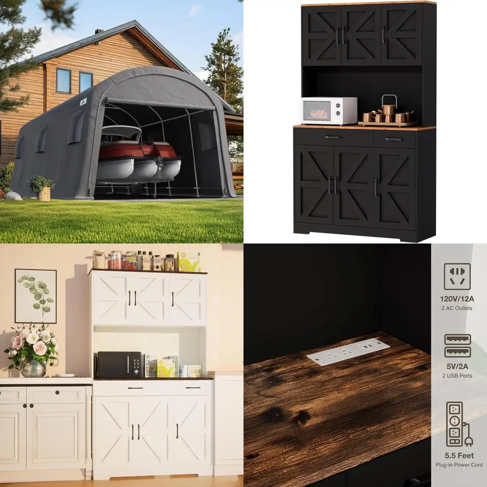 خيمة تخزين خارجية كبيرة - مرآب مقاس 13 × 20 قدمًا مع بابين قابلين للطي وتهوية لحماية المركبات #1