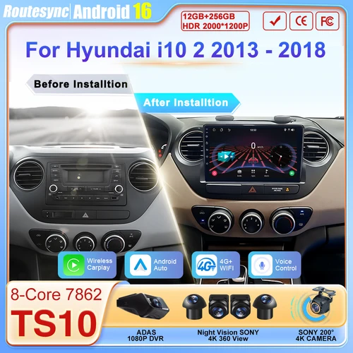 2din Für Hyundai i10 2 2013 2014 2015 2016 2017 2018 GPS Navigation Auto Radio Video Player Touchscreen Carplay Android auto BT