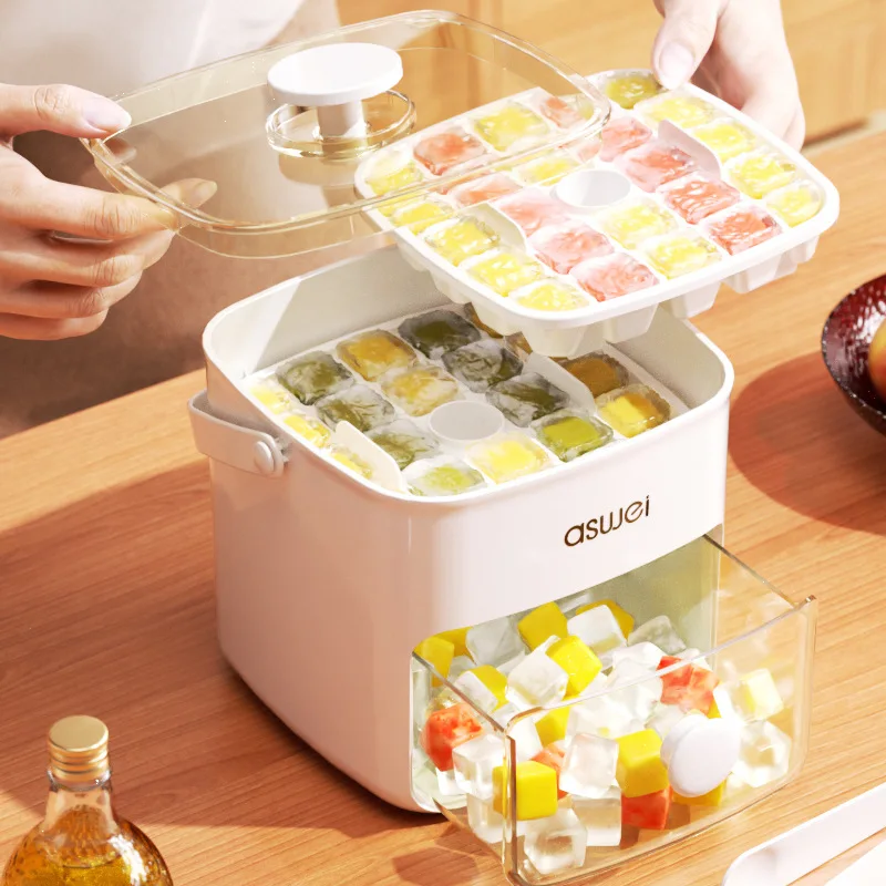 48 Grid Portable Water Injection Ice Tray Mold Food Grade Silicone Press Type Ice Cube Tray Mold DIY Ice Maker Ice Cube Tray 