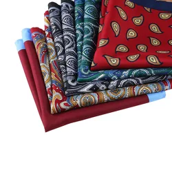 34cm Oversized Pocket Square For Men Vintage Silk Handkerchief Paisley Dots Printed Hanky Suit Accessories Daily Wear Cravat