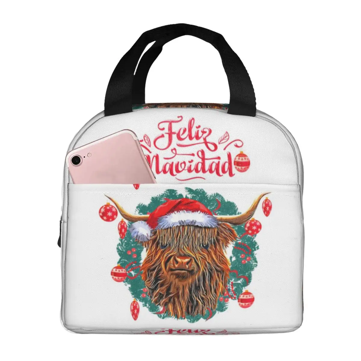 عيد الميلاد المرتفعات البقرة فيليز نافيداد معزول حقيبة الغداء للنساء مكتب برودة صندوق طعام حراري حمل صناديق الغداء الحاويات #1