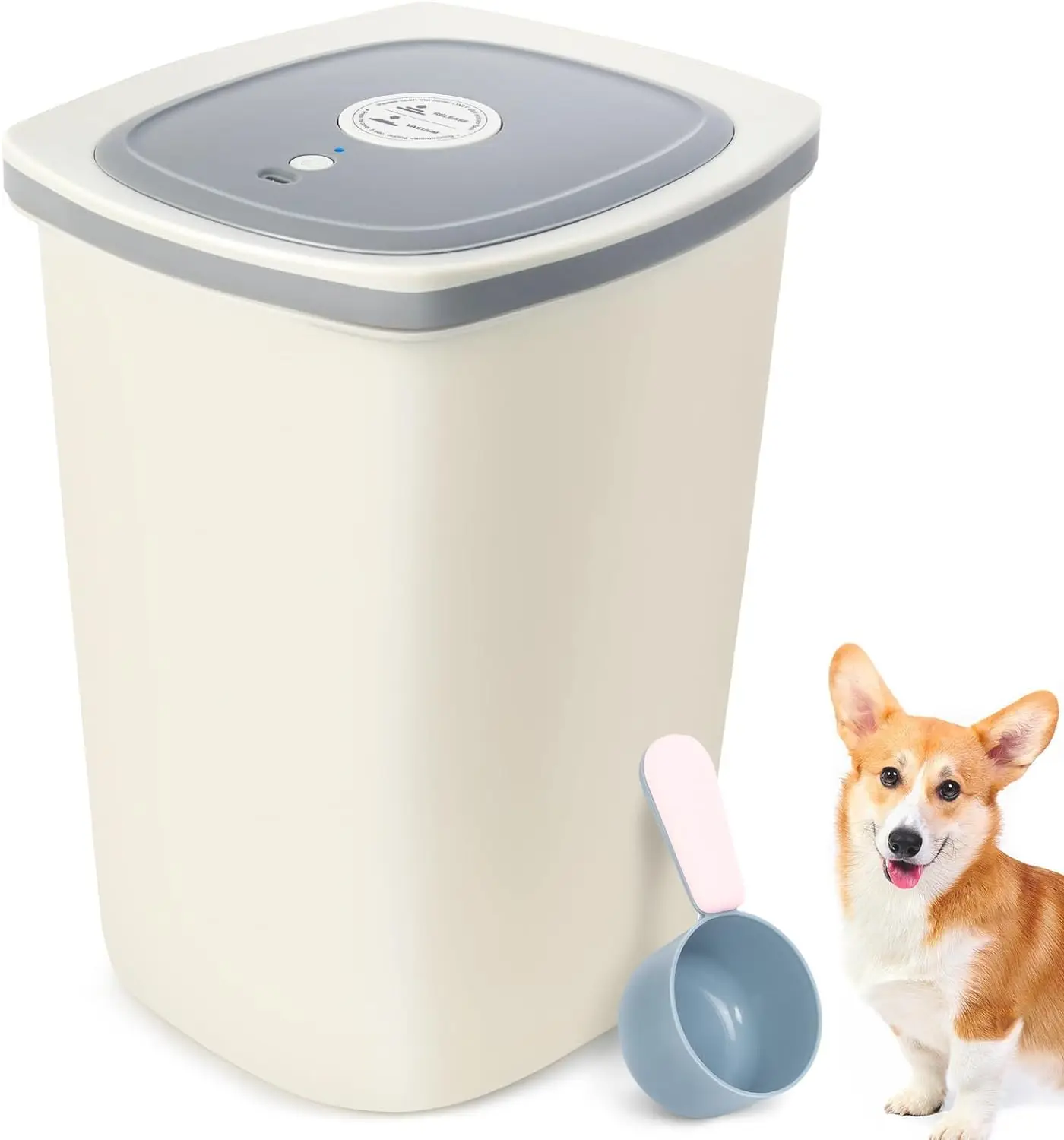 

Electric 12L Plastic Airtight Cat Dog Food Bucket Smart Vacuum Seal Pet Food Storage Container With Scoop
