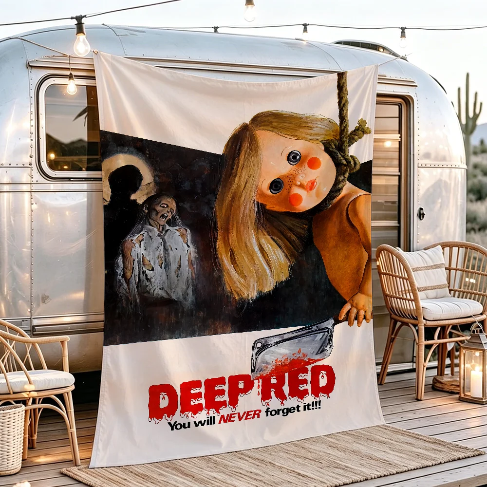 Classical Horror Movie Deep Red flag Campsite Atmosphere Hanging Banner Outdoor Garage Party Decor Advertising