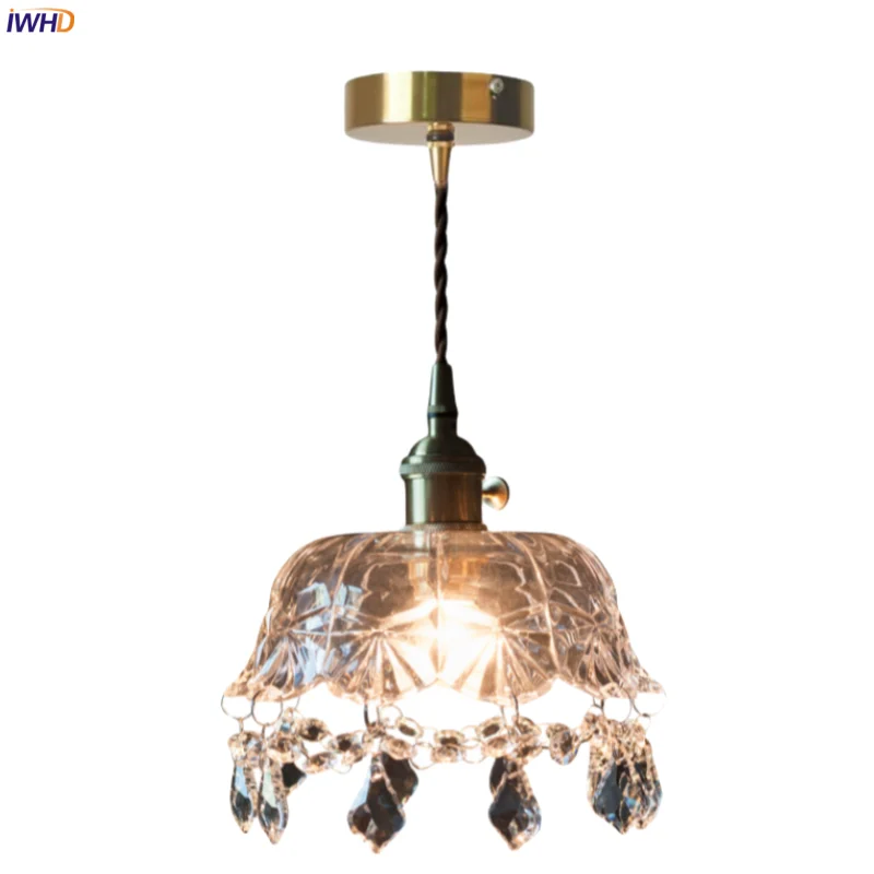 

IWHD Clear Crystal Glass LED Pendant Lights Loft Restaurant Cafe Kitchen Living Room Decoration Nordic Minimalism Hanging Lamps