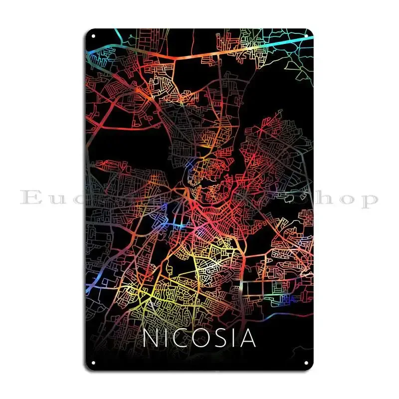 Nicosia Cyprus Watercolor Metal Plaque Pub Mural Vintage Club Create Wall Pub Tin Sign Poster