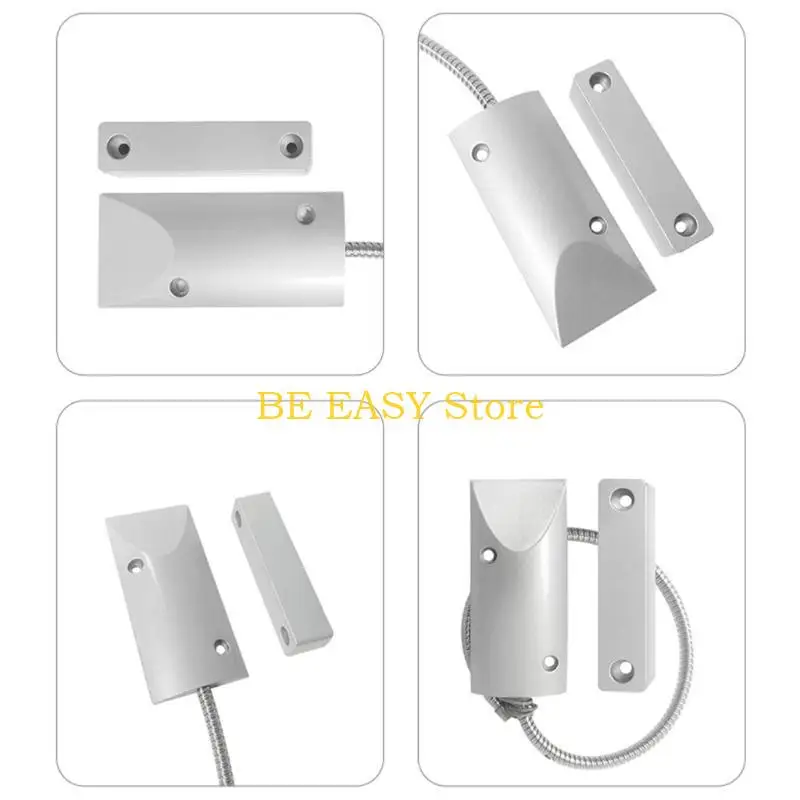 E28F 1 مجموعة جهاز استشعار الباب المغناطيسي إنذار نافذة الباب عالية الأمان إنذار البلاستيك مناسبة للاستخدام السكني والتجاري #5