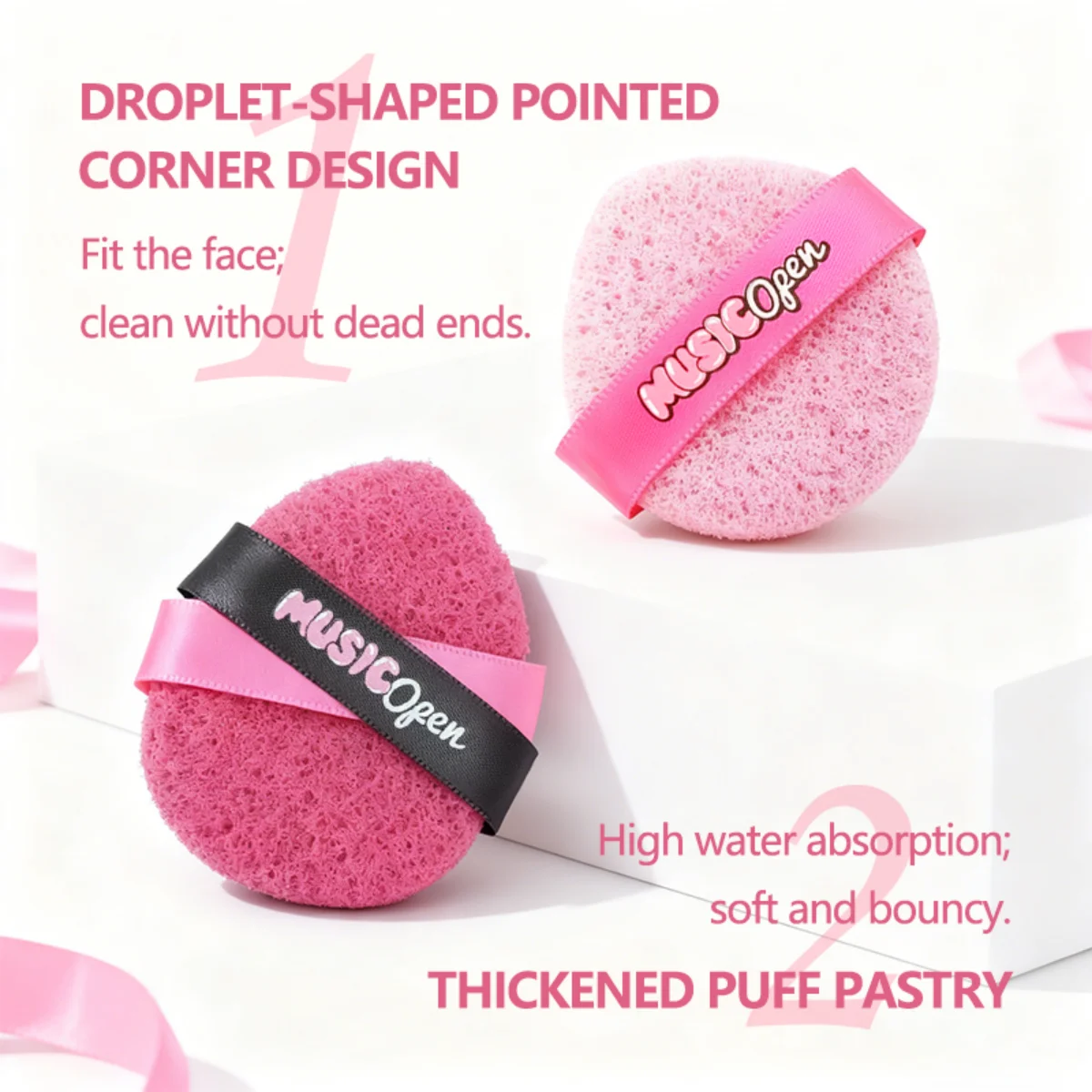 Combinaison de bouffées de poudre série MINIISO PinkParty avec 2 Pores pour un nettoyage fin et respectueux de la peau, maquillage facile à enlever