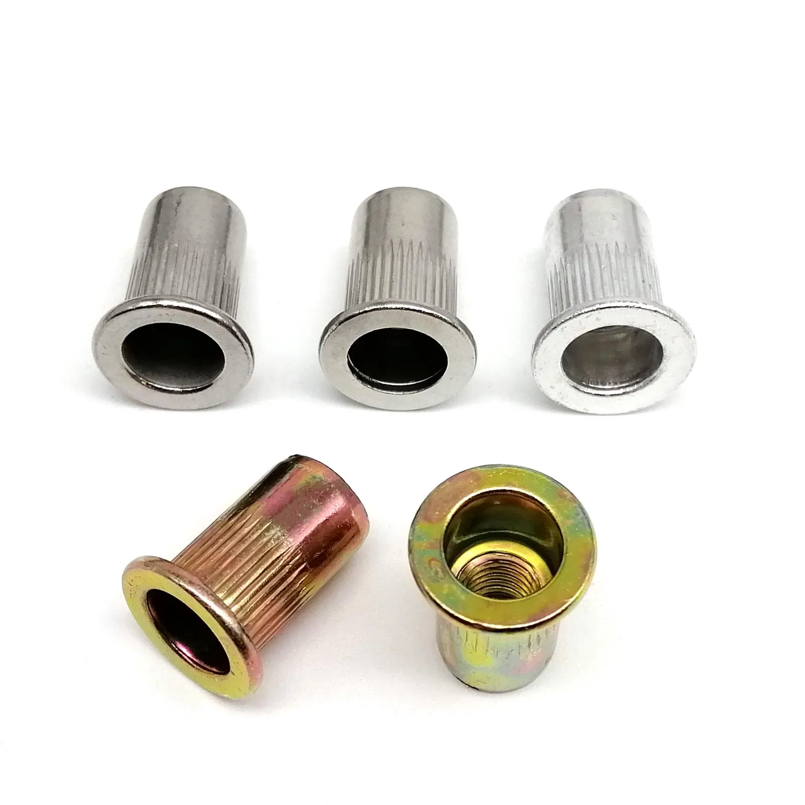 1 scatola M3 M4 M5 M6 M8 US filettatura grossolana UNC 304 A2-70 acciaio inossidabile acciaio al carbonio alluminio testa piatta rivetto dado rivnut set kit